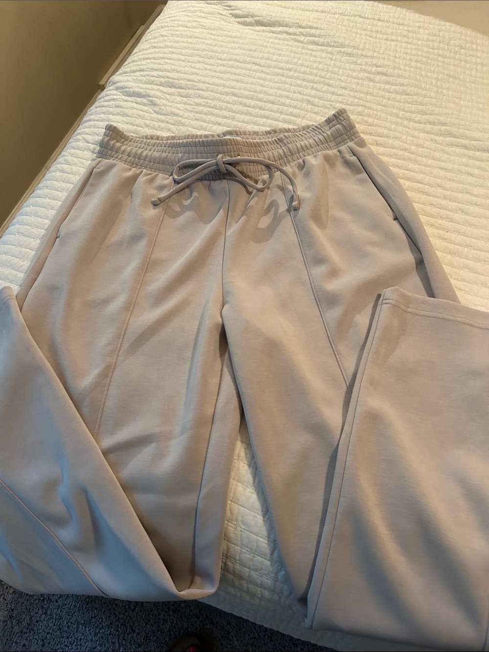 Neutral Taupe Straight-Leg Drawstring Pants